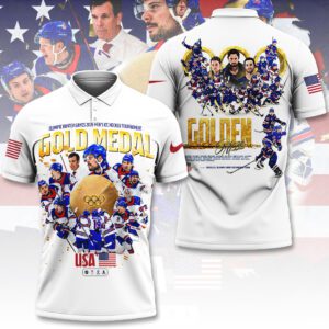 USA Mens Hockey 2026 Winter Olympics Gold Medal Polo Shirt SPM1228